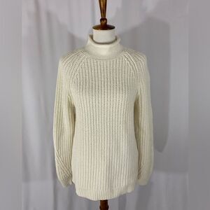 Lands’ End Roll Neck Chunky Knit Cotton Sweater